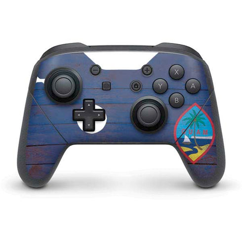 Guam Flag Dark Wood Nintendo Skins
